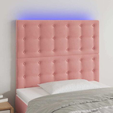 Tête de lit à LED  Panneau de lit pour Lit adult  Décoration murale Rose 80x5x118/128 cm Velours RJYKXR344677 (1/5)