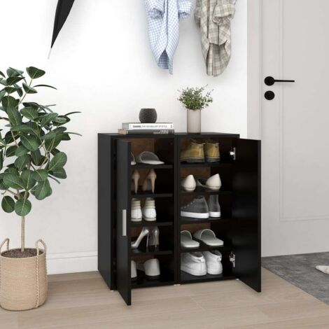 2 pcs Armoires à chaussures,Meubles à chaussures,Etagères de Rangements Noir 32x35x70 cm Aggloméré HYB26598 (1/5)