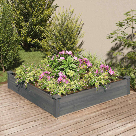 Lit surélevé de jardin,Jardinière,Pot de Fleurs doublure 120x120x25 cm bois massif sapin XZZZ772594 (1/5)