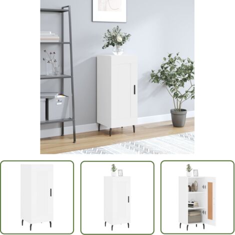 The Living Store Buffet blanc 34,5x34x90 cm bois d'ingénierie - Buffet - Meuble De Rangement - Armoire - Commode - Mobilier (1/5)