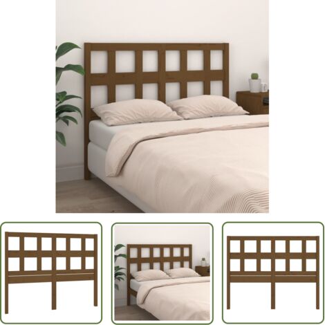 The Living Store Tête de lit Marron miel 205,5x4x100 cm Bois massif de pin - Tête De Lit - Tête De Lit En Bois - Tête De Lit Rustique - Meuble De Chambre - Mobilier De Chambre (1/5)