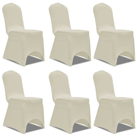 Housse/Revêtement pour chaise crème extensible 6 pièces BGT49230 (1/5)