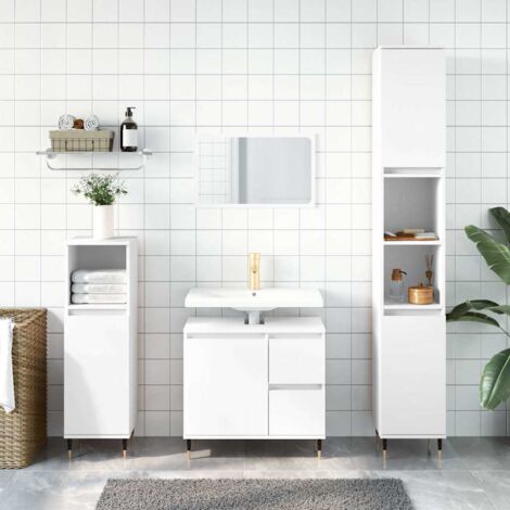Armoire de salle de bain Armoire de rangement Placard de Rangement Toilettes blanc 65x33x60 cm bois d'ingénierie RTJEX857430 (1/5)