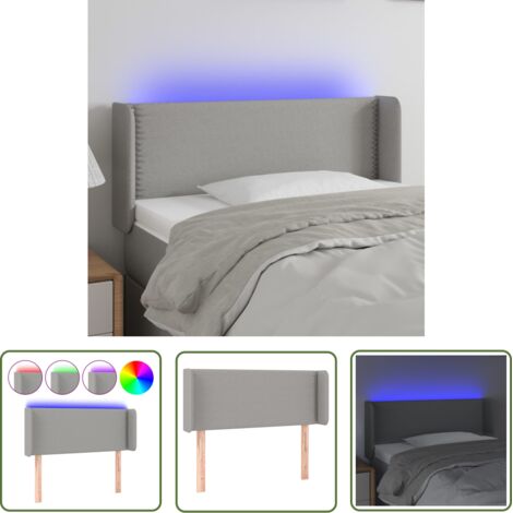 The Living Store Tête de lit à LED Gris clair 103x16x78/88 cm Tissu - Tête De Lit Led - Tête De Lit Moderne - Tête De Lit Rembourrée - Éclairage Led - Têtière De Lit (1/5)