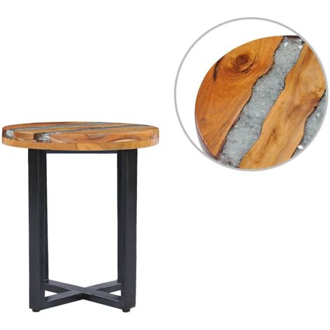 Table basse, Table d'appoint, Table de Salon 40 x 45 cm Bois de teck massif et polyrésine XZZ52638579 (1/5)