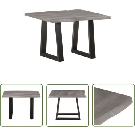 The Living Store Table basse avec bord naturel 60x60x40 cm Bois d'acacia massif - Table Basse Industrielle - Table Basse Acacia - Meuble Design - Table Salon - Mobilier Moderne (1/5)