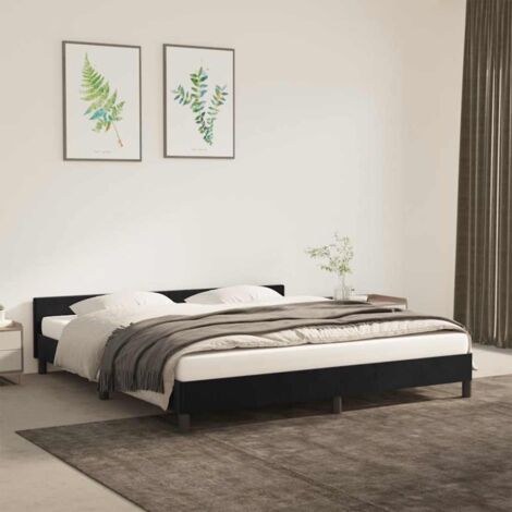 Lit adulte avec tête de lit， Lit double Cadre de lit Noir 160x200 cm Velours MEMV147288 (1/5)