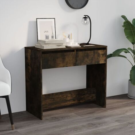 Table console Table d’Entrée Table d'Appoint Bout de canapé pour Couloir, Entrée, Salon Chêne fumé 89x41x76,5 cm Acier GHBN578501 (1/5)