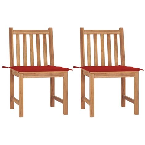 Lot de 2 Chaises de jardin Siège de Terrasse Fauteuil de jardin avec coussins Bois de teck massif DHNET5415559 (1/5)