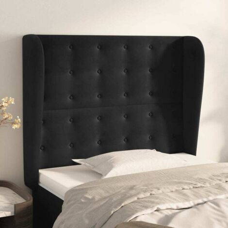 Tête de lit avec oreilles  Panneau de lit pour Lit adult  Décoration murale Noir 83x23x118/128 cm Velours RJYKXR114588 (1/5)