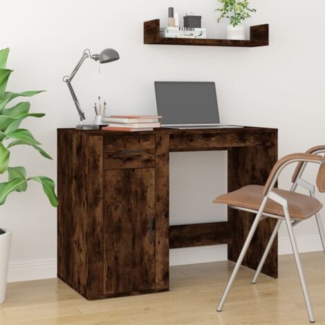 Bureau Table de travail Bureau d'ordinateur Chêne fumé 100x49x75 cm Bois d'ingénierie BZRNR884452 (1/5)