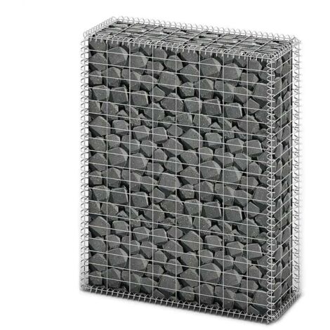 Panier de gabionavec couvercle  Clôture de jardin  Mur en Gabion  Cage à Pierres de Jardin décoratif Fil galvanisé 100 x 80 x 30 cm DBEB3288225 (1/5)