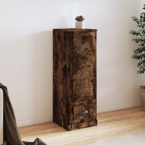 Buffet haut, Meuble de Rangement, Armoire de Cuisine chêne fumé 36x35,5x103,5 cm bois d'ingénierie RDS9763 (1/5)