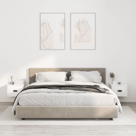 Lot de 2 Tables de chevet murales,Tables d'appoint,Tables de chevet flottantes blanc brillant 41,5x36x28 cm,Bureau, Chambre JDOT174 (1/5)