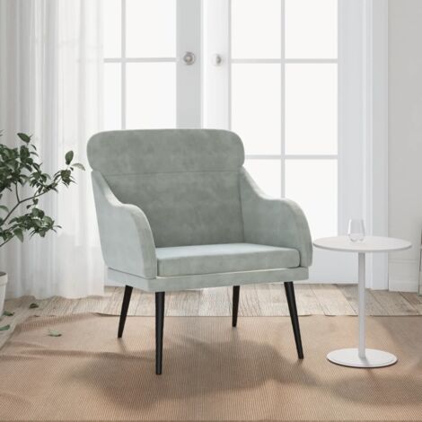 Fauteuil,Fauteuil Salon,Chaise Loisir et Repos,Siège Gris clair 63x76x80 cm Velours FNNF954477 (1/5)