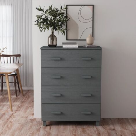 Buffet,Bahut, Meuble de Rangement pour Salon, Bureau HAMAR Gris foncé 79x40x103,5 cm Bois massif de pin, Armoire de Rangement FBV17504 (1/4)