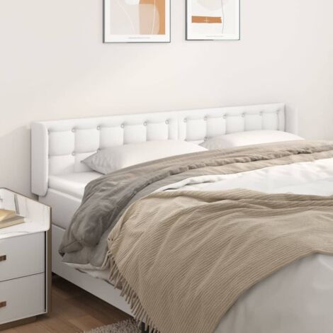 Tête de lit avec oreilles,Panneau de lit,Design industriel Blanc 163x16x78/88 cm Similicuir XJDT747057 (1/5)