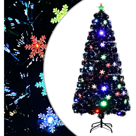 Sapin de Noël  Arbre de Noël  Décoration de Fête de Noël et flocons de neige LED Noir 150 cm Fibre optique ETJTE691250 (1/5)