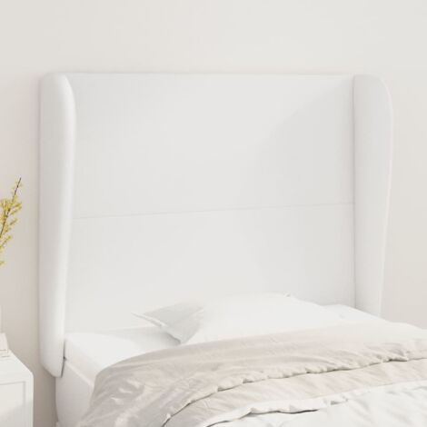 Tête de lit avec oreilles,Panneau de lit,Design industriel Blanc 103x23x118/128 cm Similicuir XJDT289354 (1/5)