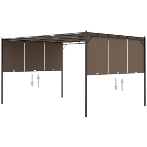 Belvédère,Tonnelle de jardin, Pavillon de jardin avec rideau latéral 4x3x2,25 m Taupe XZZ65265 (1/5)