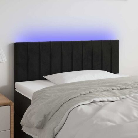 Tête de lit avec lumière LED,Panneau de lit,Décoration murale Noir 100x5x78/88 cm Velours XJDT830102 (1/5)