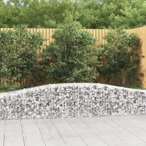 9 pcs Paniers à gabions Clôture de jardin Mur en Gabion Cage à Pierres de Jardin décoratif arqués 400x50x40/60 cm Fer galvanisé DBEB1859026 (1/5)