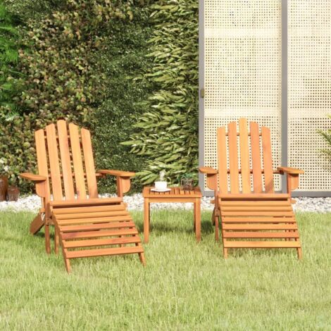 3 pcs Ensemble de salon de jardin Adirondack Mobilier d'Extérieur Ensemble de Table et bancs Terrasse Restaurant bois acacia solide XFNRX356479 (1/5)