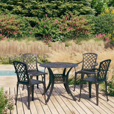 5 pcs Ensemble de bistro Ensemble Table et Chaises Ensemble de café Aluminium coulé Noir XZZZ256724 (1/5)