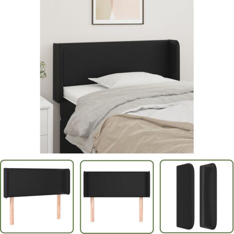 The Living Store Tête de lit avec oreilles Noir 103x16x78/88 cm Similicuir - Tête De Lit - Literie - Meuble De Chambre - Décoration Chambre - Simili Cuir (1/5)