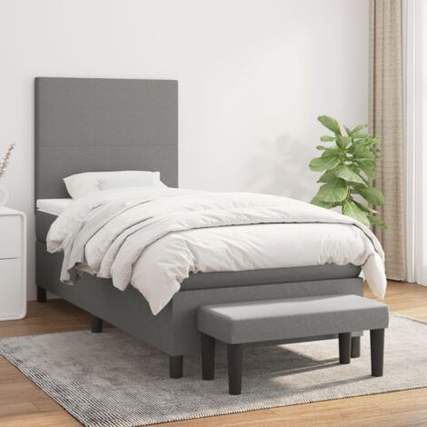Lit à sommier tapissier avec matelas,Lit Adulte,Meuble de Chambre à Coucher Gris foncé 80x200 cm Tissu XZZ799027 (1/5)