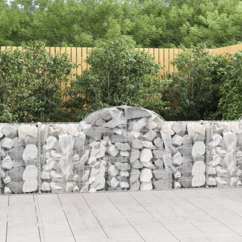 4 pcs Paniers à gabions  Clôture de jardin  Mur en Gabion  Cage à Pierres de Jardin décoratif arqués 200x30x80/100 cm Fer galvanisé DBEB2223417 (1/5)
