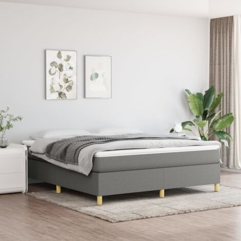 Lit Adulte - Lit à sommier tapissier avec matelas- Lit double - Meuble de Chambre à Coucher Gris foncé 160x200cm Tissu CNIS1879500 (1/5)