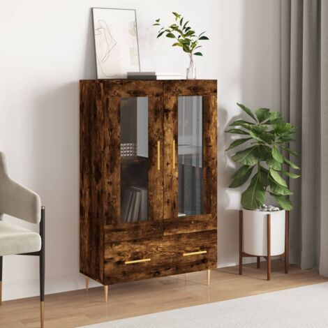 Buffet haut  Bahut haut  Meuble de Rangement pour Salon, Salle à Manger, Cuisine chêne fumé 69,5x31x115 cm bois d'ingénierie XZZ567422 (1/5)