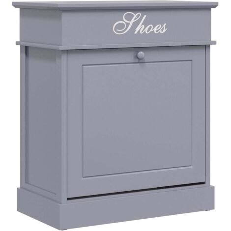 Armoire à chaussures Meuble à chaussures Étagère de rangement Gris 50 x 28 x 58 cm Bois de Paulownia RTJEX112095 (1/5)