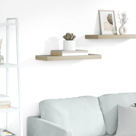 Étagère murale flottante Étagère suspendue Chêne 60x23,5x3,8 cm MDF BRZH927243 (1/5)