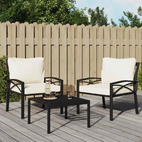 Lot de 2 Chaises de jardin Siège de Terrasse Fauteuil de jardin avec coussins sable 68x76x79 cm acier DHNET7941892 (1/5)