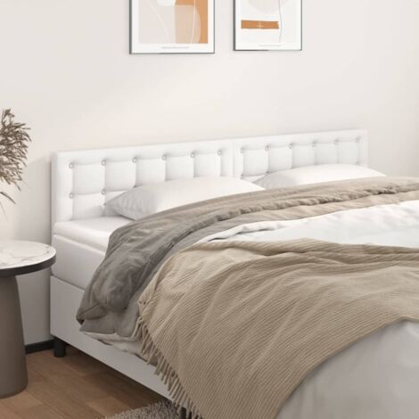 Lot de 2 Têtes de lit,Panneau de lit,Pour Lit adulte Blanc 80x5x78/88 cm Similicuir XJDT356959 (1/5)