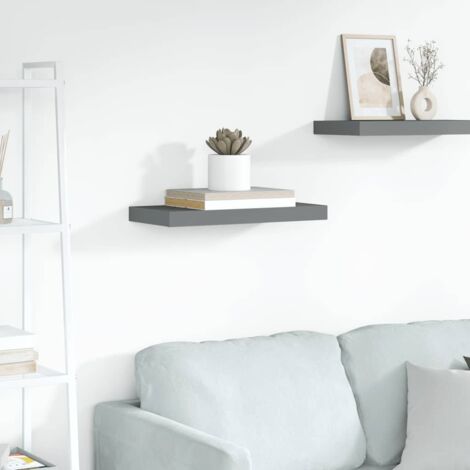 Étagère murale flottante Étagère suspendue Gris brillant 50x23x3,8 cm MDF BRZH128289 (1/5)