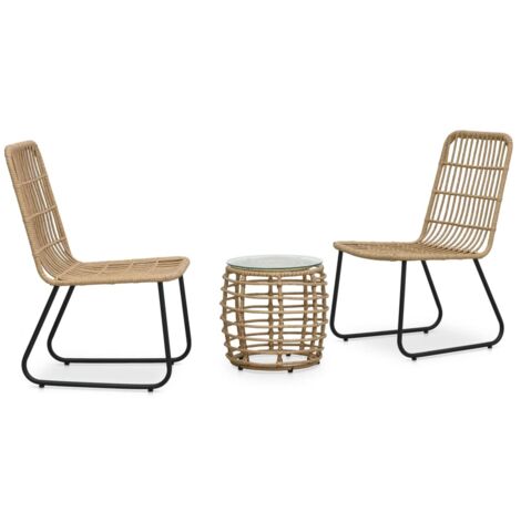 3 pcs Ensemble de bistro Ensemble Table et Chaises Ensemble de café Résine tressée Chêne DEJDX83017 (1/5)