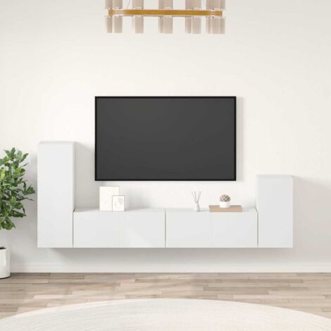 4 pcs Ensemble de meubles TV Banc TV Meuble de Rangement Blanc Bois d'ingénierie HUIBU557843 (1/5)