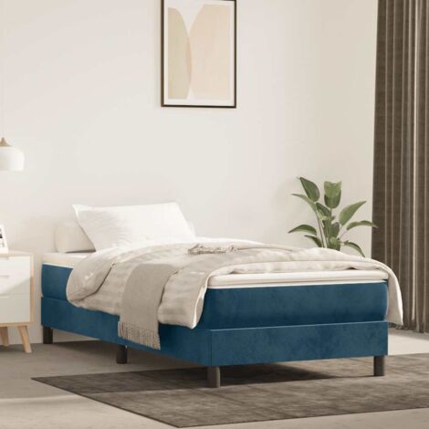Lit Adulte,Sommier à ressorts de lit,Lit Simple,Cadre de lit à ressorts - Bleu foncé 90x190 cm Velours DETHB58233 (1/5)