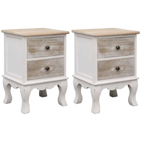 Lot de 2 Tables de chevet,Tables d'appoint - 35x30x50 cm Bois avec 2 tiroirs,Tables de nuit JFH4846 (1/5)