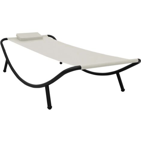 Lit de jardin,Transat, bain de soleil, chaise longue Crème 200x90 cm Acier XZZZ908930 (1/5)