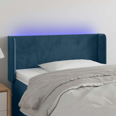 Tête de lit avec lumière LED,Panneau de lit,Décoration murale Bleu foncé 93x16x78/88 cm Velours XJDT422534 (1/5)