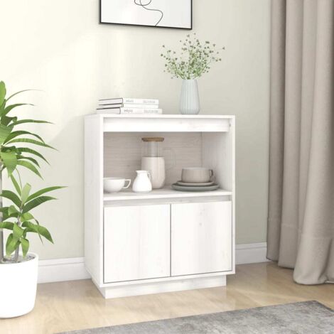 Buffet，Bahut， Meuble de Rangement pour Salon, Salle à Manger Blanc 60x34x75 cm Bois massif de pin,Moderne FBV91338 (1/5)