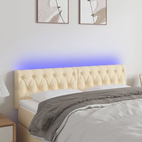 Tête de lit avec lumière LED,Panneau de lit,Décoration murale Crème 160x7x78/88 cm Tissu XEJZT718707 (1/5)