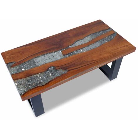 Table basse, Table d'appoint, Design Moderne,Table de Salon Teck Résine 100 x 50 cm XZZ42856126 (1/5)