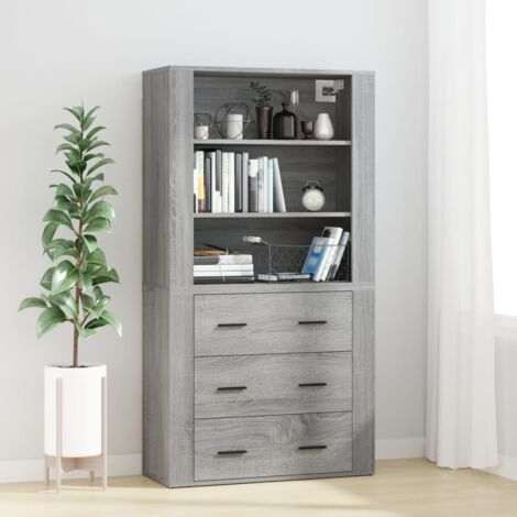 Buffet haut, Meuble de Rangement, Armoire de Cuisine Sonoma gris Bois d'ingénierie RDS3919 (1/5)
