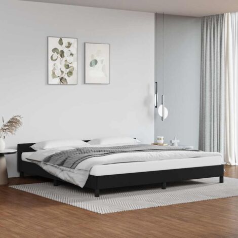 Lit adulte avec tête de lit， Lit double Cadre de lit Noir 200x200 cm Similicuir MEMV109798 (1/5)