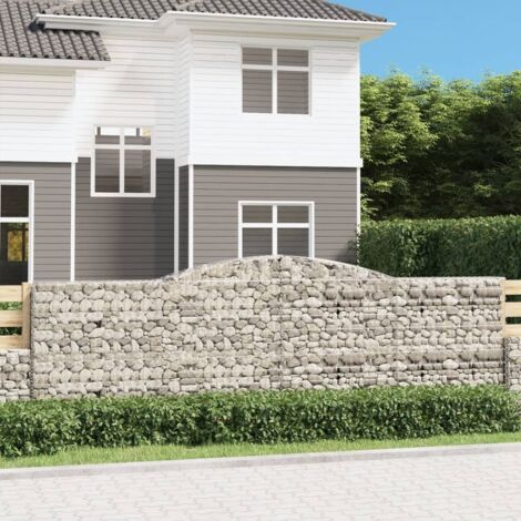 Lot de 2 Paniers à gabions Clôture de jardin Mur en Gabion Cage à Pierres de Jardin décoratif arqués 400x30x120/140 cm Fer galvanisé DBEB7548426 (1/5)